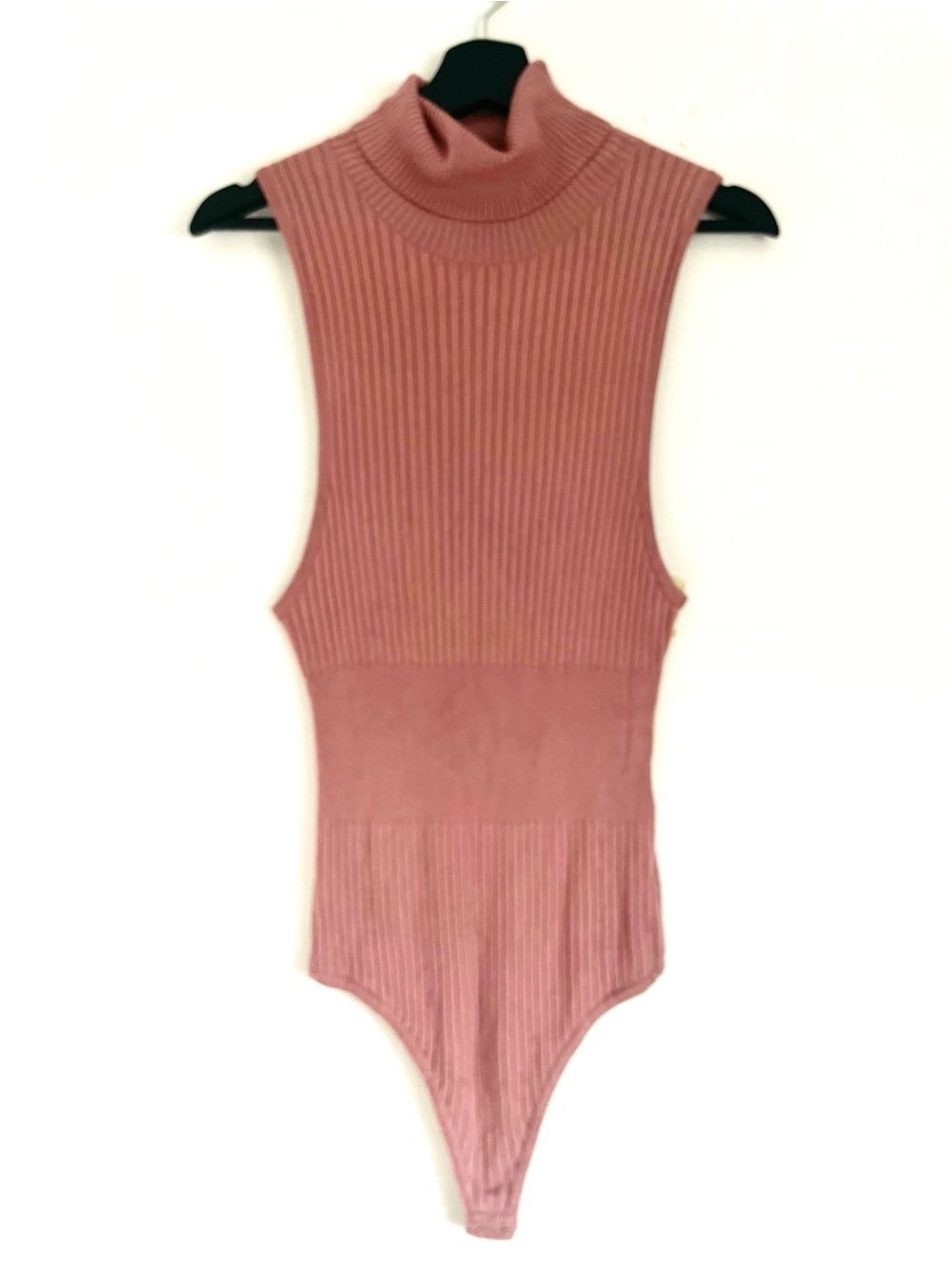 Free People Intimately Sleeveless Rib Knit Turtleneck Sweater Bodysuit Mauve S
